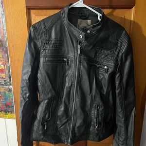 Faux leather black bomber jacket size large
